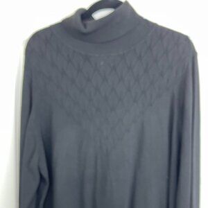 Select & Trend Black Turtleneck Sleeve Sweater Shirt Diamond Pattern Size 2X